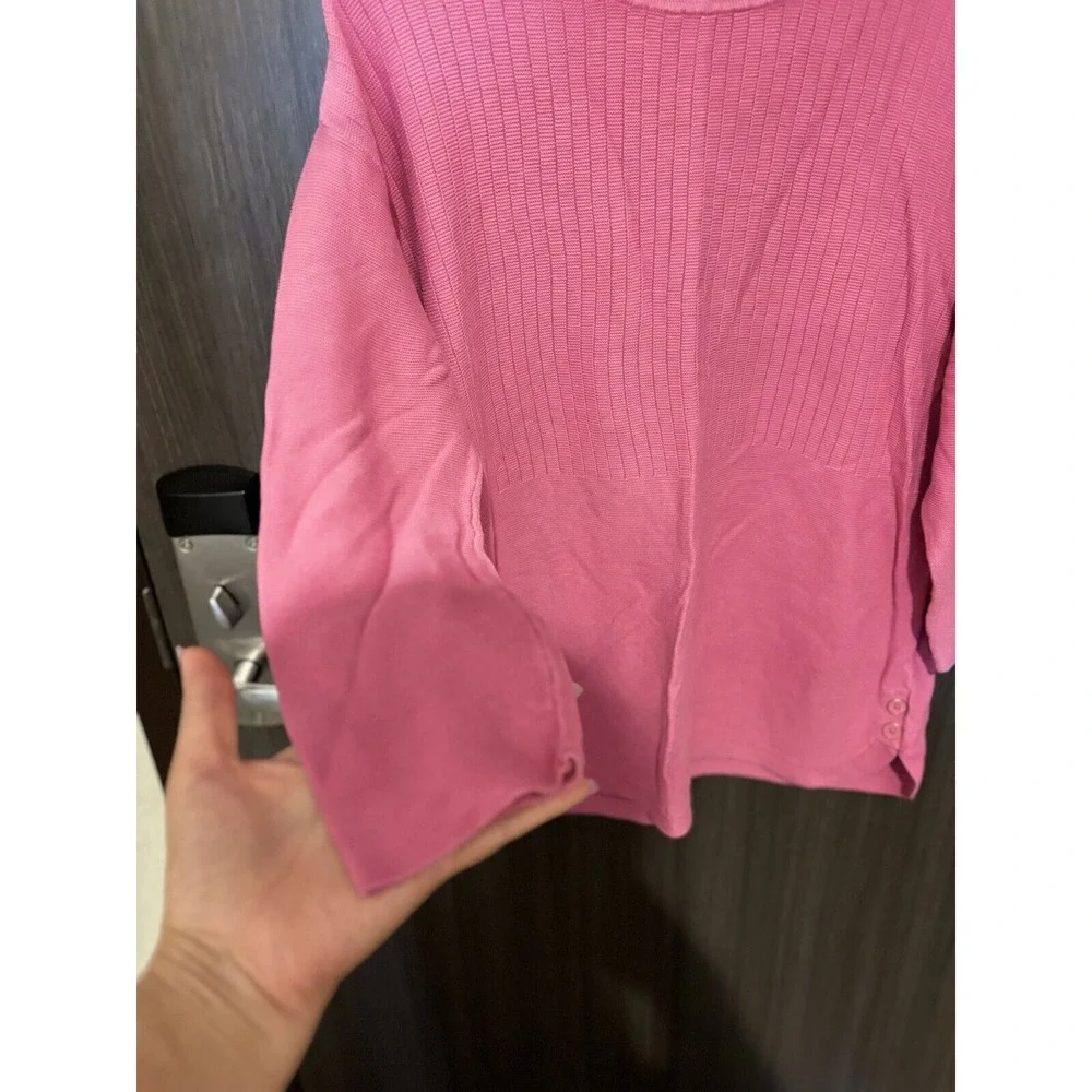 Talbots Sweater‎ Women's 1X Petite Pink Cotton 3/4 Sleeve Pullover